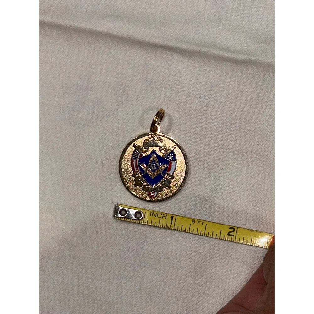Masonic Grand Lodge of Texas Pendant Gold Tone Blue Enamel Medallion